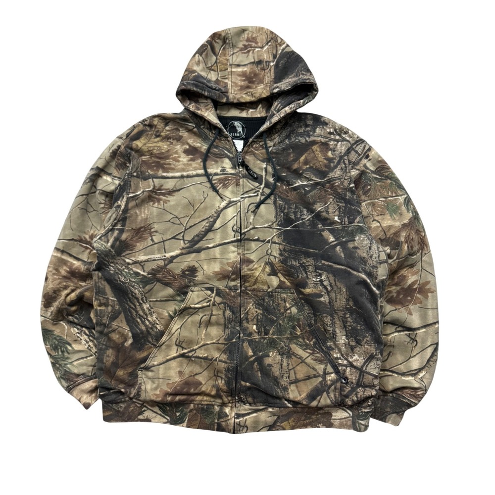 Berne Realtree Camo Thermal Lined Full Zip Hoodie Jacket Baggy Boxy Large